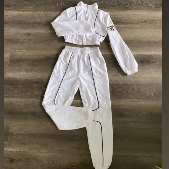 Fashion nova white tracksuit set